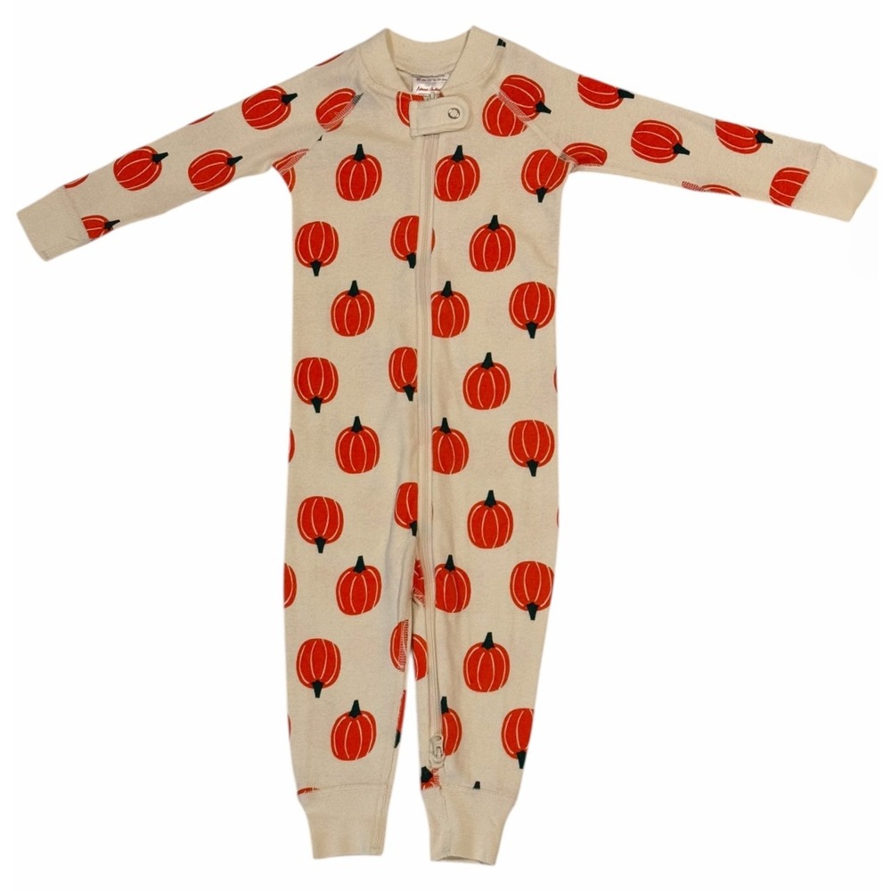 Hanna Andersson Baby Pumpkin Print Organic Cotton Zip Sleeper 18-24 Months NWOT